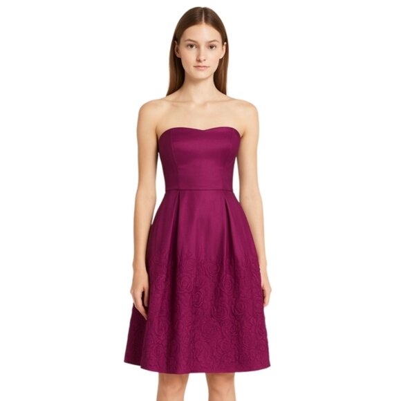 Jessica Simpson Purple Strapless Fit & Flare Cocktail Dress - Picture 1 of 14